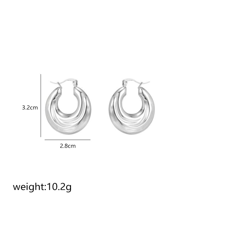 1 Pair Simple Style Commute Shiny Irregular Geometric Circle Plating Stainless Steel White Gold Plated Earrings