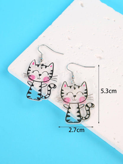 1 Pair Cartoon Style Cute Cat Arylic Zinc Alloy Drop Earrings