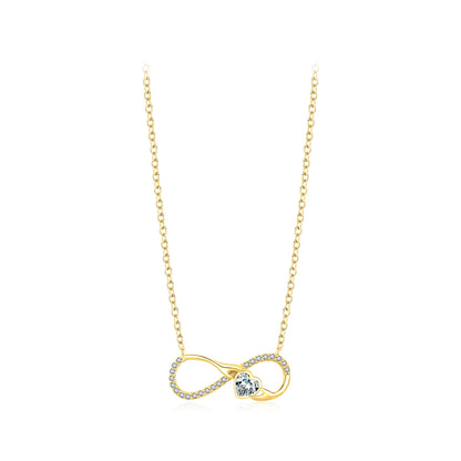 Ig Style Romantic Sweet Infinity Sterling Silver 14k Gold Plated Rhodium Plated Zircon Necklace In Bulk