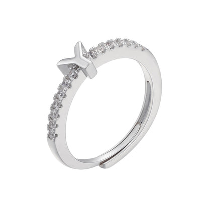 Simple Style Letter Sterling Silver Plating Inlay Zircon Gold Plated Silver Plated Rings