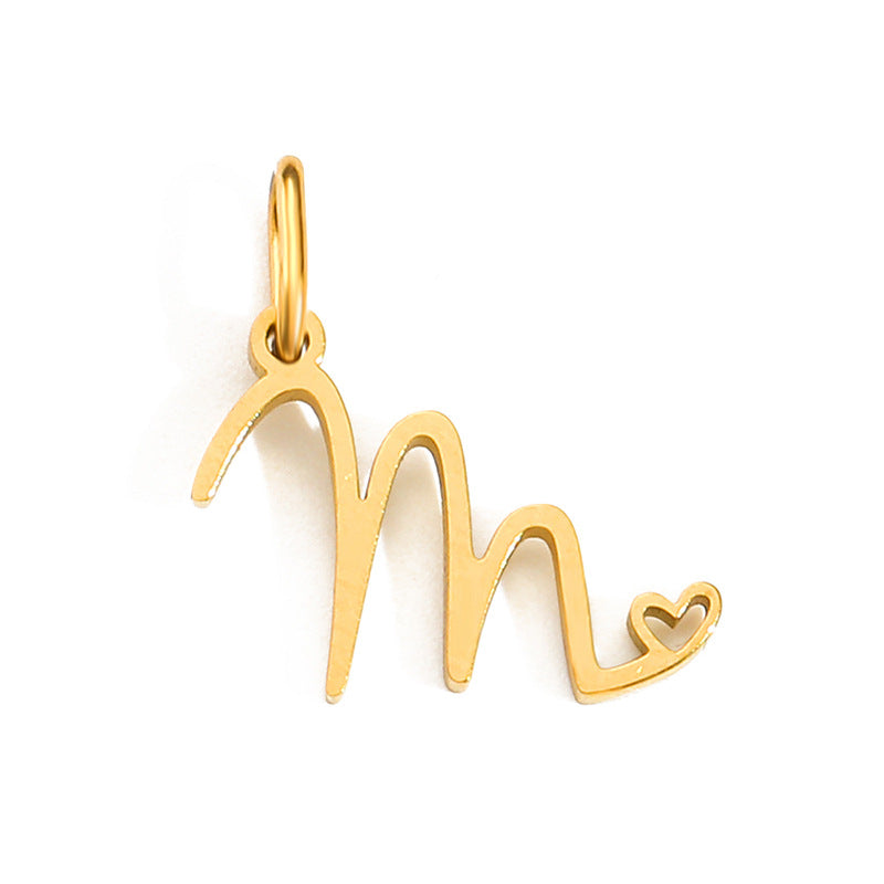 1 Piece Stainless Steel 14K Gold Plated Rose Gold Plated Letter