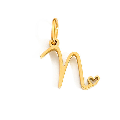 1 Piece Stainless Steel 14K Gold Plated Rose Gold Plated Letter