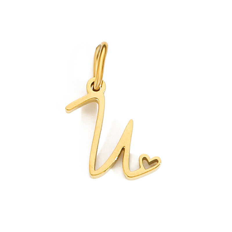 1 Piece Stainless Steel 14K Gold Plated Rose Gold Plated Letter