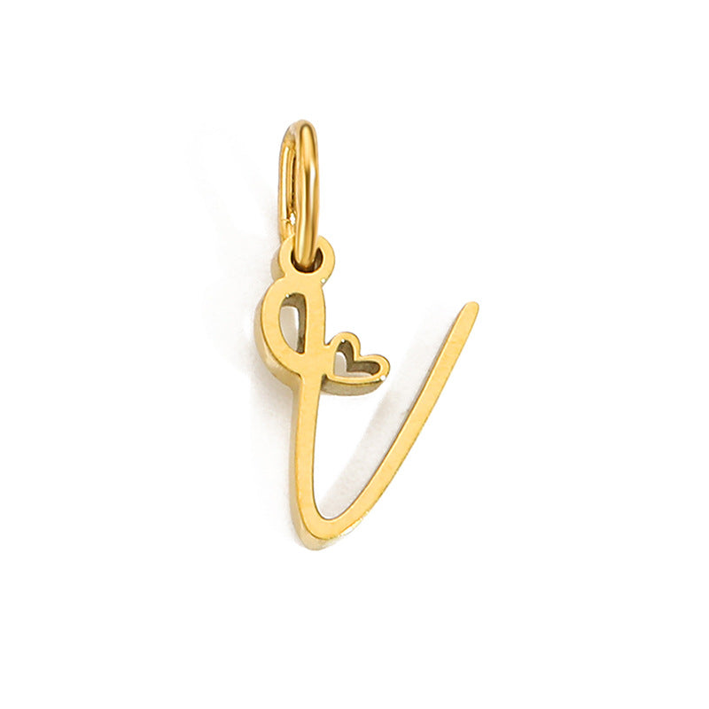 1 Piece Stainless Steel 14K Gold Plated Rose Gold Plated Letter