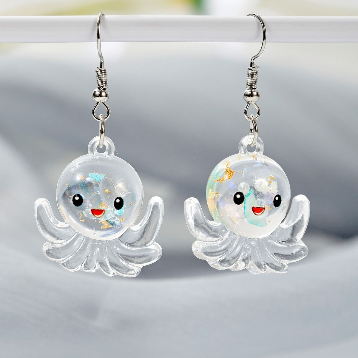 Wholesale Jewelry Cartoon Style Cute Octopus Plastic Resin Luminous Transparent Drop Earrings