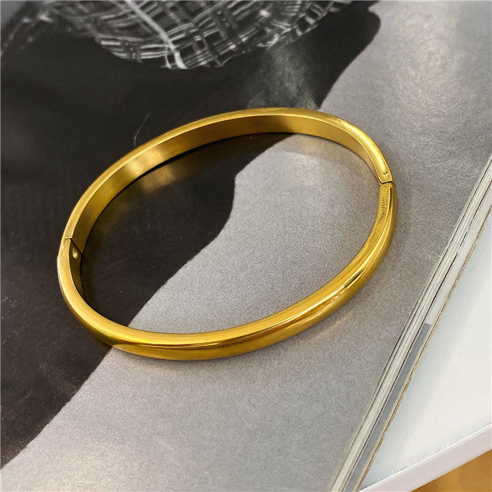 Simple Style Solid Color Titanium Steel Plating Bangle