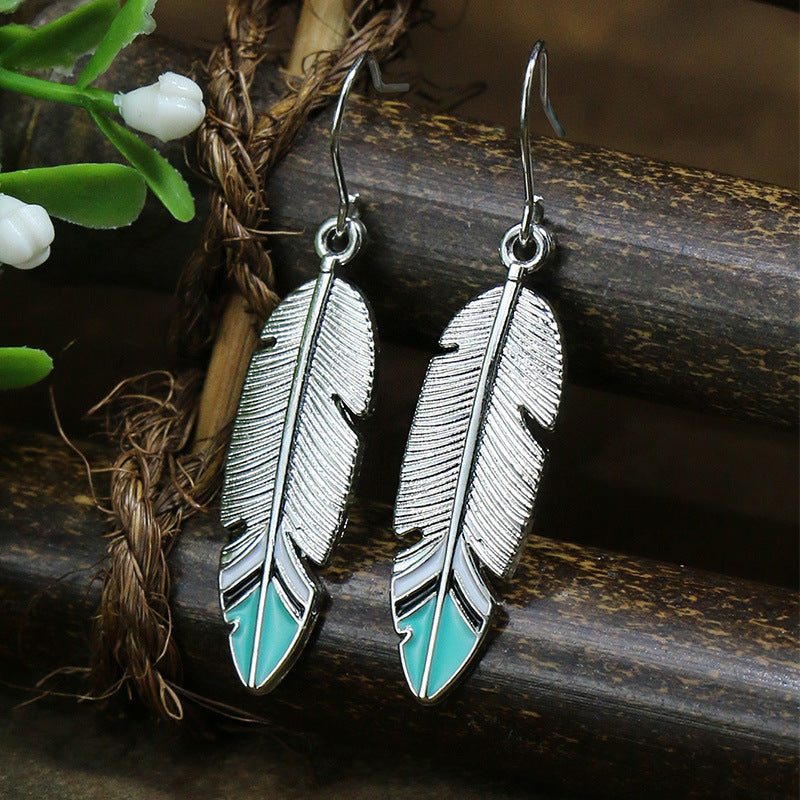 Wholesale Jewelry Casual Bohemian Round Rhombus Alloy Turquoise Hollow Out Inlay Drop Earrings