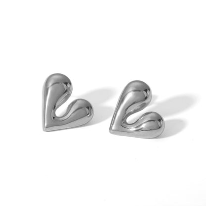 1 Pair Simple Style Heart Shape Polishing Plating Stainless Steel 18k Gold Plated Ear Studs