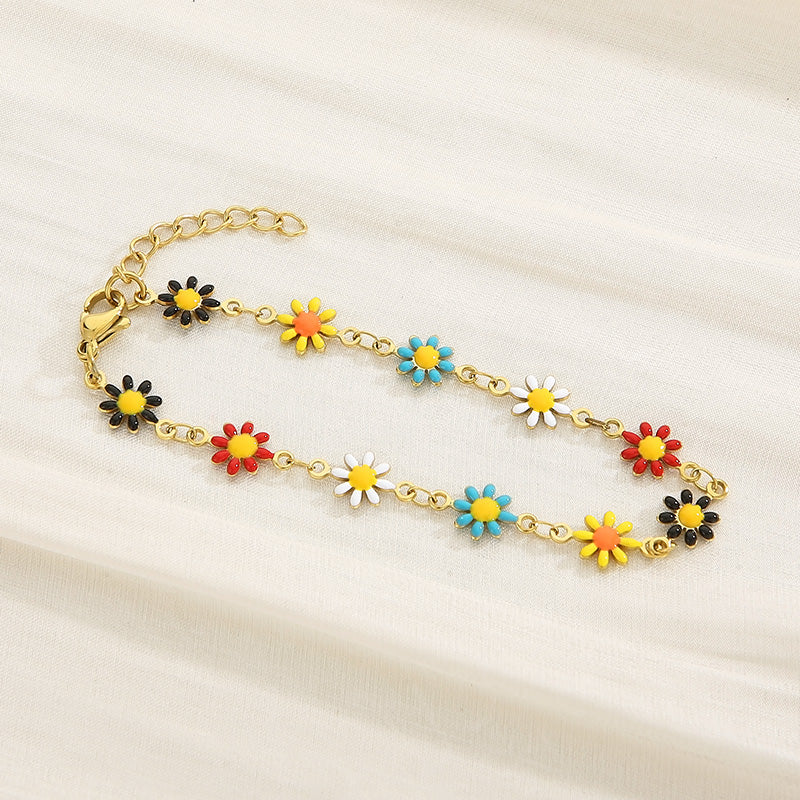 Basic Cross Daisy Stainless Steel Plating Bracelets Necklace