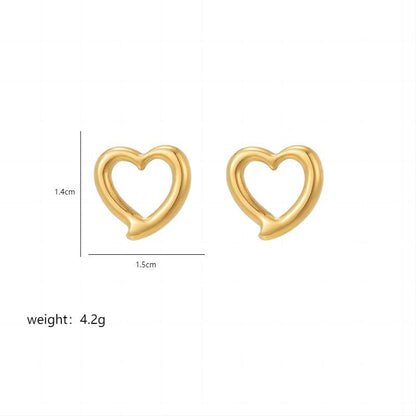 1 Pair Ig Style Sexy Shiny Heart Shape Irregular Plating Hollow Out Stainless Steel 18k Gold Plated Ear Studs