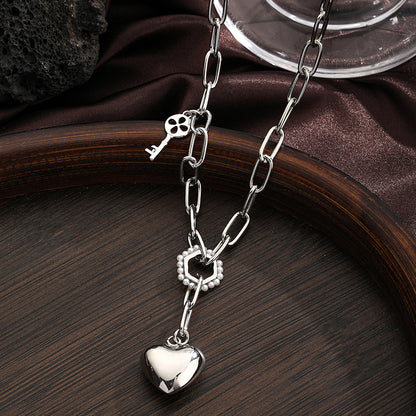 Ig Style Heart Shape Copper Plating Silver Plated Pendant Necklace