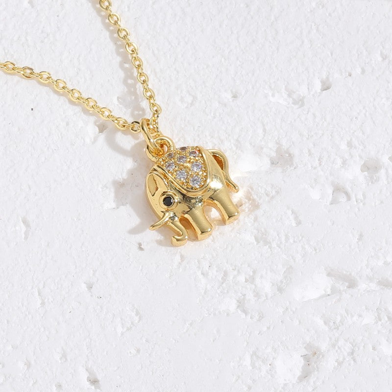 Elegant Simple Style Streetwear Tortoise Elephant Airplane Copper 14k Gold Plated White Gold Plated Zircon Pendant Necklace In Bulk
