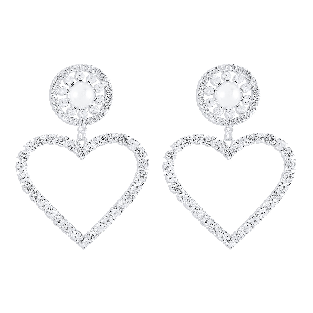 1 Pair Modern Style Simple Style Shiny Heart Shape Inlay Alloy Artificial Pearls Rhinestones Drop Earrings