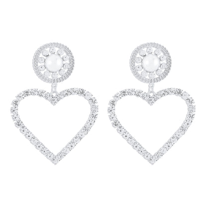 1 Pair Modern Style Simple Style Shiny Heart Shape Inlay Alloy Artificial Pearls Rhinestones Drop Earrings