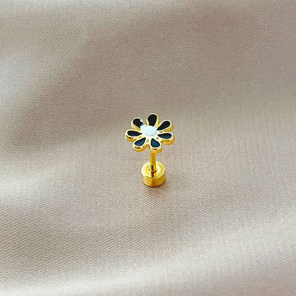 1 Piece Simple Style Flower Enamel Stainless Steel Ear Studs