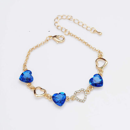 Elegant Heart Shape Alloy Inlay Zircon Women's Bracelets