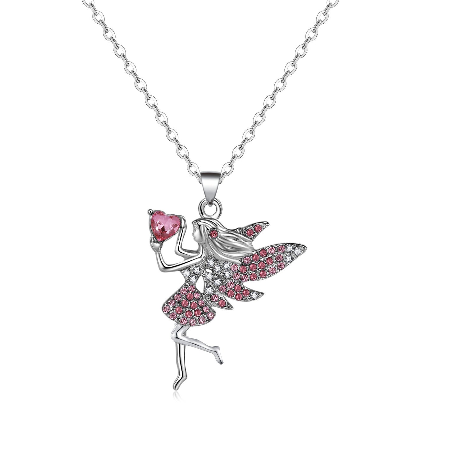 Fairy Style Cartoon Character Heart Shape Alloy Inlay Zircon Women'S Pendant Necklace