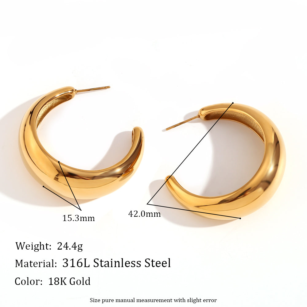 1 Pair Simple Style Classic Style C Shape Plating Stainless Steel 18k Gold Plated Ear Studs