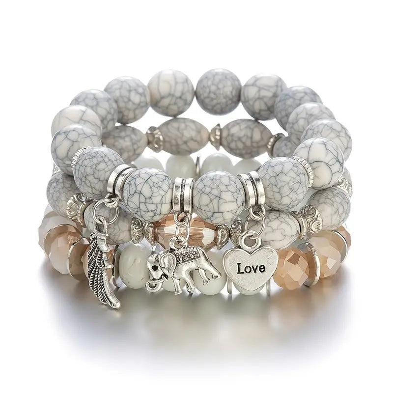 Classic Style Round Alloy Beaded Women's Bracelets