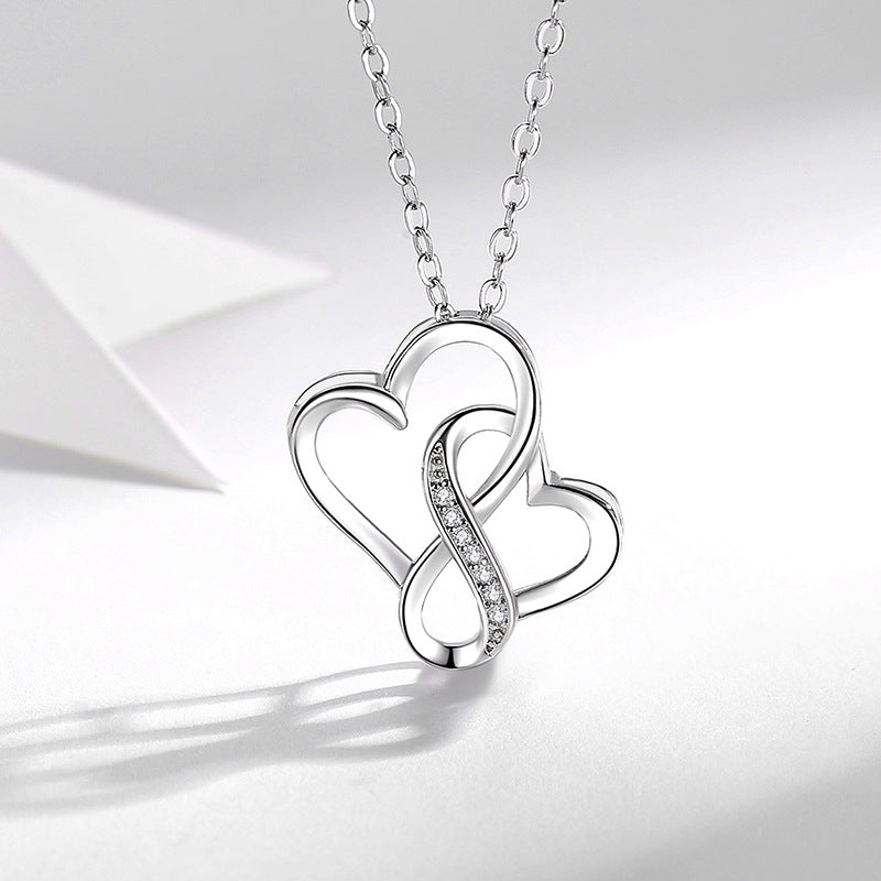 Elegant Romantic Heart Shape Sterling Silver Zircon Pendant Necklace In Bulk