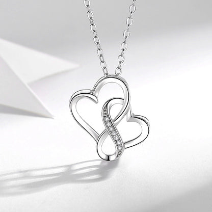 Elegant Romantic Heart Shape Sterling Silver Zircon Pendant Necklace In Bulk