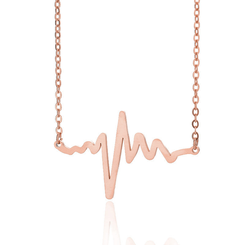 Simple Style Electrocardiogram Stainless Steel Titanium Steel Plating Necklace