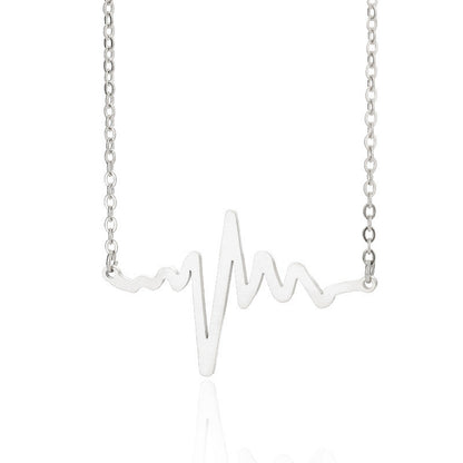 Simple Style Electrocardiogram Stainless Steel Titanium Steel Plating Necklace