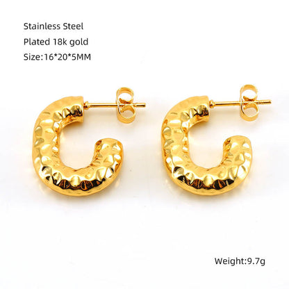 1 Pair Elegant Water Droplets Polishing Gold Plated Stainless Steel 18k Gold Plated Earrings