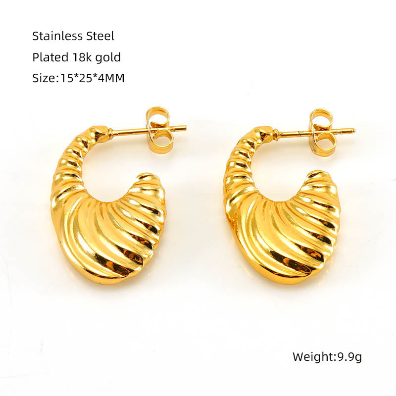 1 Pair Elegant Water Droplets Polishing Gold Plated Stainless Steel 18k Gold Plated Earrings