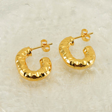 1 Pair Elegant Water Droplets Polishing Gold Plated Stainless Steel 18k Gold Plated Earrings