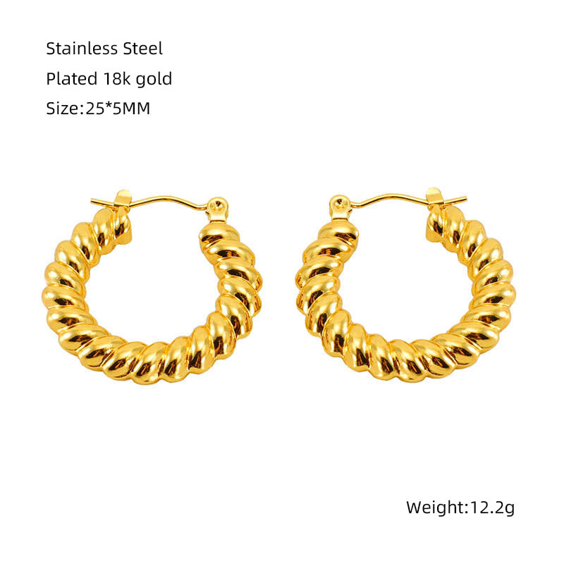 1 Pair Elegant Water Droplets Polishing Gold Plated Stainless Steel 18k Gold Plated Earrings