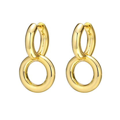 1 Pair Vintage Style Circle Solid Color Plating Stainless Steel Brass Gold Plated Drop Earrings