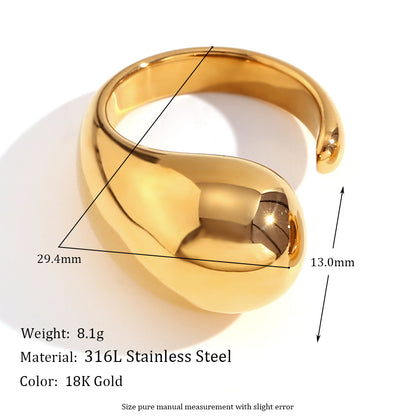 Vintage Style Simple Style Classic Style Geometric Stainless Steel Plating 18k Gold Plated Open Rings