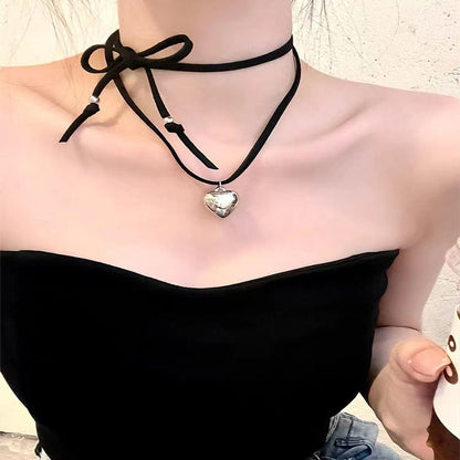 Simple Style Heart Shape Alloy Plating Women's Pendant Necklace