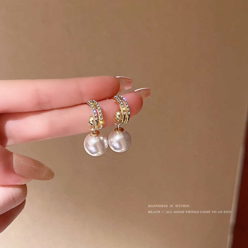 Fashion Flower Alloy Inlay Artificial Gemstones Pearl Women's Ear Studs 1 Pair