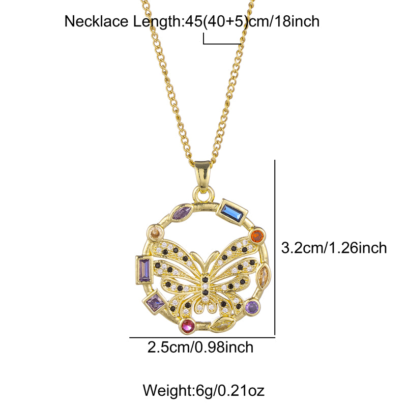 Cute Sweet Cross Moon Heart Shape Stainless Steel Enamel Plating Inlay Zircon 18k Gold Plated Pendant Necklace