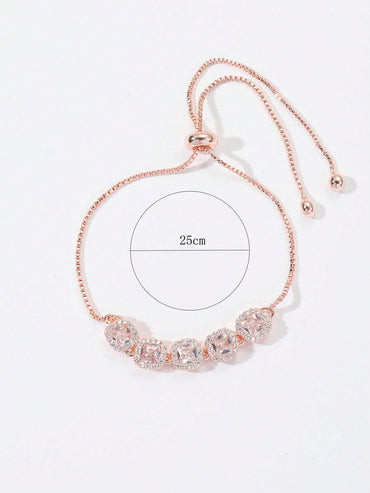 Glam Round Stainless Steel Copper 18k Gold Plated Rose Gold Plated Silver Plated Zircon Bracelets In Bulk