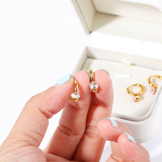 1 Pair Basic Round Plating Stainless Steel 18k Gold Plated Earrings