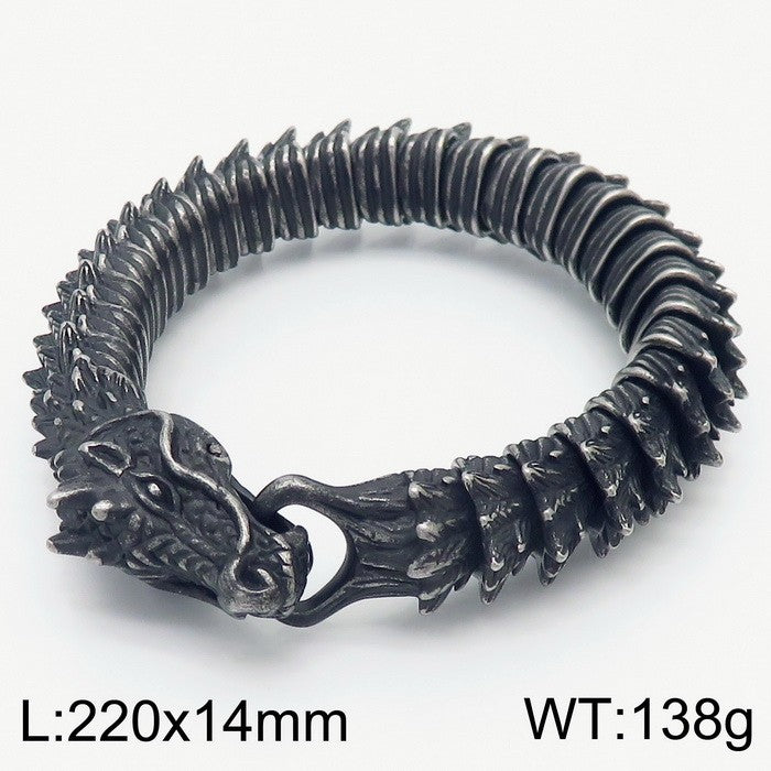 Hip-hop Rock Solid Color Dragon Stainless Steel Plating Bracelets