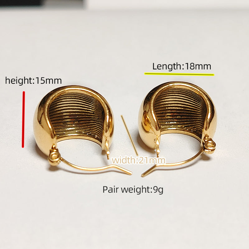 1 Pair Casual Simple Style Semicircle Solid Color Polishing Plating Stainless Steel 18K Gold Plated Hoop Earrings