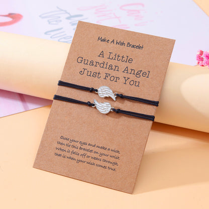 Elegant Wedding Romantic Angel Wings Alloy Nylon Epoxy Plating Gold Plated Rhodium Plated Couple Bracelets