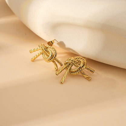 1 Pair Casual Vacation Classic Style Bends And Hitches Plating Stainless Steel Gold Plated Ear Studs