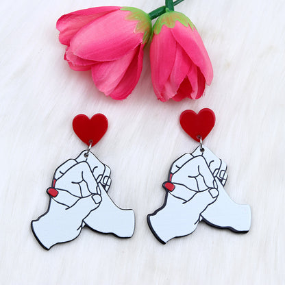 Wholesale Jewelry Simple Style Blade Skull Arylic Printing Drop Earrings