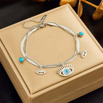 Retro Lady Devil's Eye Titanium Steel Plating Bracelets