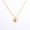 Retro Heart Shape Titanium Steel Copper 14k Gold Plated Birthstone Pendant Necklace In Bulk