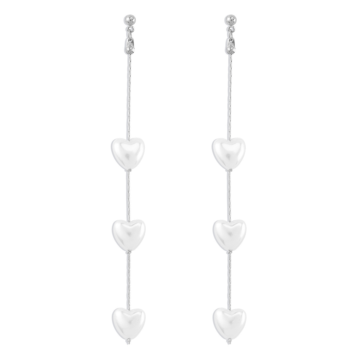 1 Pair Elegant Modern Style Simple Style Heart Shape Imitation Pearl Alloy Drop Earrings