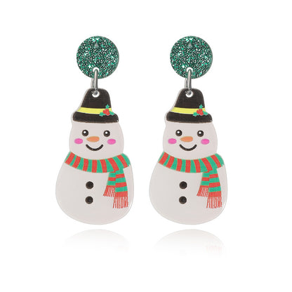 Wholesale Jewelry Vintage Style Christmas Hat Christmas Tree Snowman Arylic Ear Studs