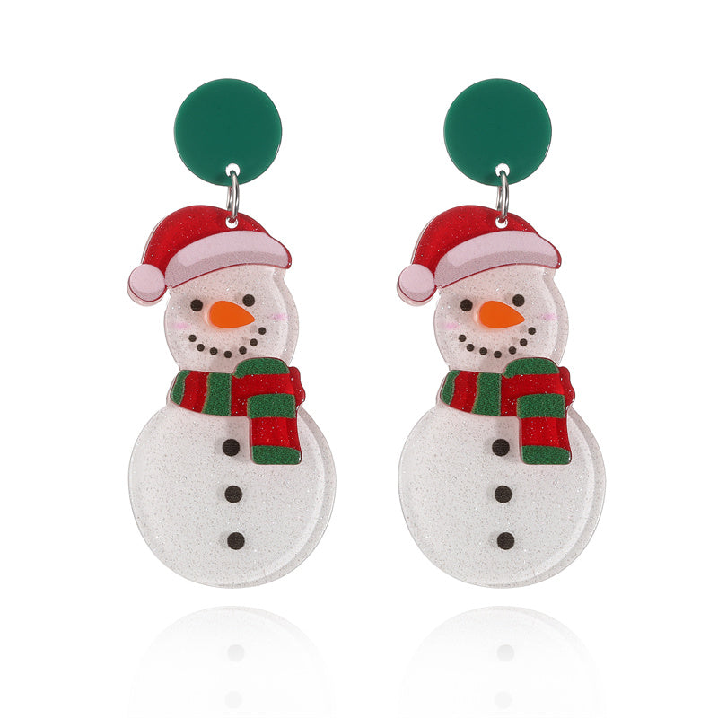 Wholesale Jewelry Vintage Style Christmas Hat Christmas Tree Snowman Arylic Ear Studs