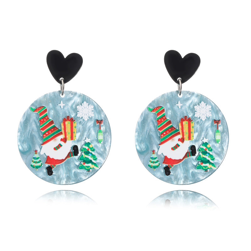 1 Pair Fashion Christmas Tree Santa Claus Arylic Drop Earrings