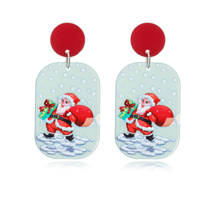 1 Pair Vintage Style Christmas Tree Santa Claus Elk Arylic Drop Earrings